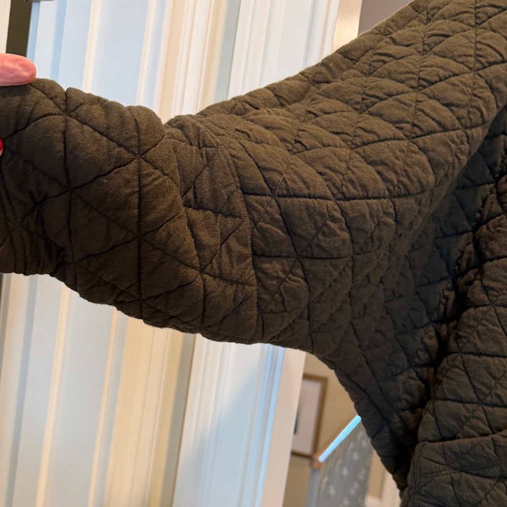 Hello Nite Quilted green Jacket - Classic Open Front Coat(bw) - Picture 6 of 7